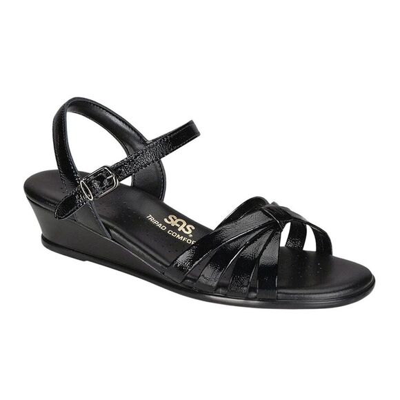 SAS Strappy Dress Shoe Size 8  8S Leather Black - Picture 1 of 10